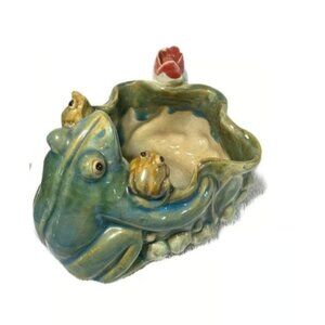 Green Glazed Frog Planter Pot